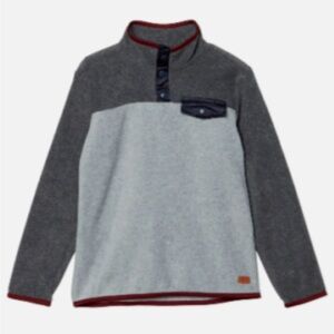 7 For All Mankind Boys Gunmetal Gray White Quarter zip/buttons